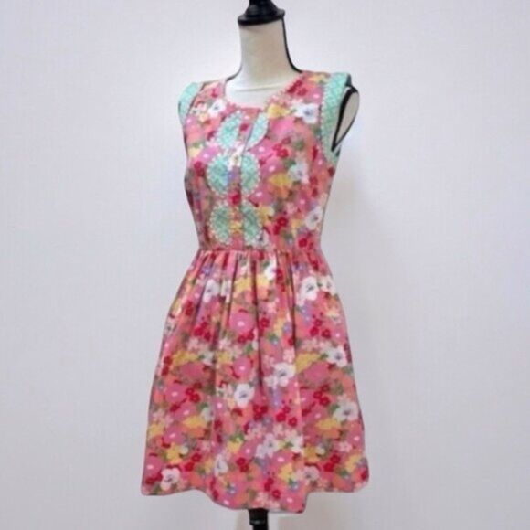 NWT Matilda Jane Women’s Floral Sleeveless Dress Size S Pink Multicolor Cotton - Picture 2 of 11